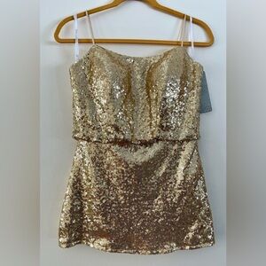 Christina Wu 22703 | Gold Sequin Mini | Women’s Size 10